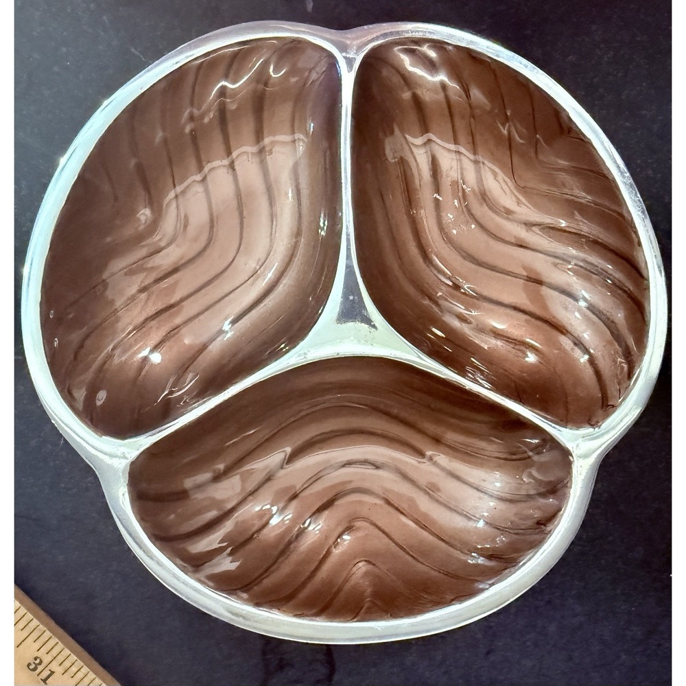 Nambe MTD 153‎ Tri-Lobed Bowl, Silver Alloy & Metallic Copper/Brown Enamel